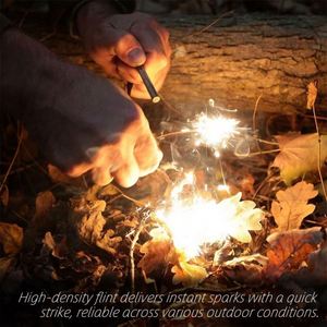 Allume-feu en bois de magnésium 2-en-1 avec règle, silex d'étincelle de survie et grattoir pour le camping et les urgences - Product Image 4