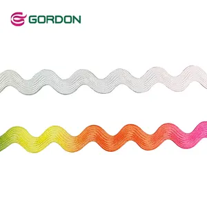 Gordon Ribbons wholesale 10mm polyester rainbow color ric rac ribbon for trimmings multicolored ribbon from China supplier