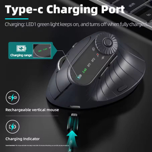 Multi-Device Vertical Ergonomic <b>Mouse</b> With Function Adjustment Kno Rechargeable 2.4G Wireless BT <b>Mouse</b> for Laptop Tablet - Product Image 3