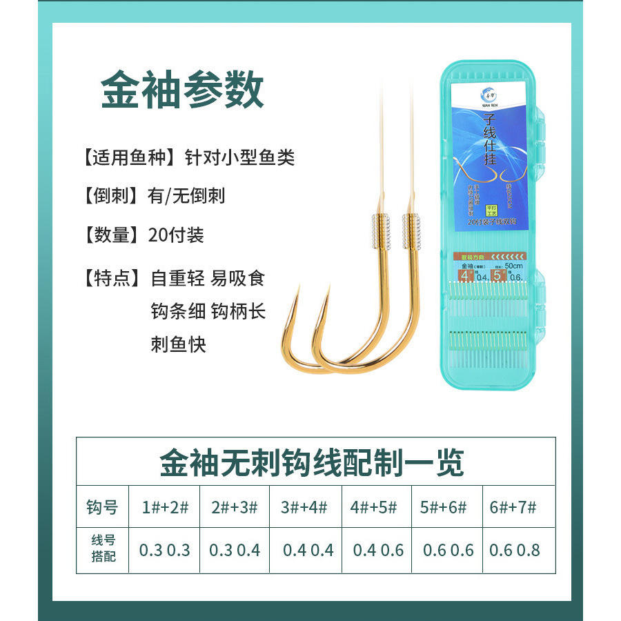 ปลอกทอง ไม่มีหนาม [สายลีดเดอร์ 25 ซม. ตะขอคู่]