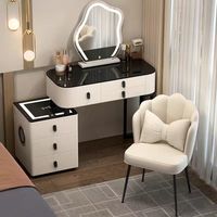 Coiffeuse en bois massif, multifonctionnelle, style nordique, pour chambre à coucher, maison intelligente, avec haut-parleur Bluetooth et éclairage, design simple et luxueux