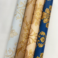 Mur et mur intérieur matériaux de construction papier peint Damas papier peint chambre salon fond mur bleu autre papier peint