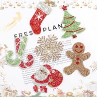Nouveau auto-autocollant Hot Fix strass arbre de noël pain d'épice homme neige chaussettes Patch pour bricolage chaussure chapeau vêtements accessoires