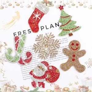 Nouveau <span class=keywords><strong>auto</strong></span>-autocollant Hot Fix strass arbre de noël pain d'épice homme <span class=keywords><strong>neige</strong></span> chaussettes Patch pour bricolage chaussure chapeau vêtements accessoires - Product Image 1
