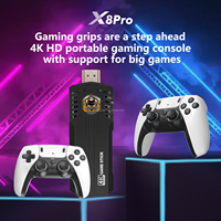 X8 Pro stik permainan 4K 64G 30000 + Game Retro Emuelec 4.5, Gamepad nirkabel 40 + emulator TV konsol permainan N64/PSP/SNES