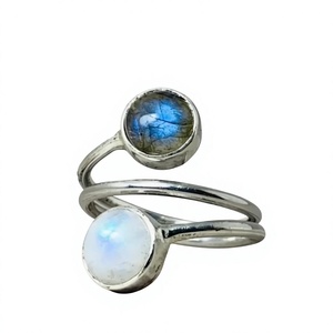 925 Sterling Silver Bezel Setting Labradorite <b>Moonstone</b> <b>Ring</b> Trendy Christian Handmade Antique Fine Jewelry Certified - Product Image 1
