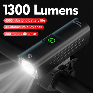 Lampe de vélo LED ThinkRider étanche 1300 lumens 4500mAh rechargeable par USB, phare avant pour vélo - Product Image 2