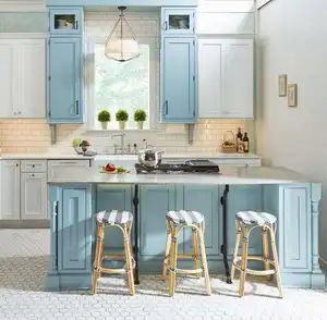Vermonhouzz Factory Customized Modern Design Blue Modern Furniture Lacquer Kitchen Cabinets