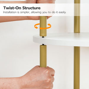 Grosir emas dan putih 3 tingkat troli Bar bergulir menyajikan Bar kayu dan logam troli dapur pada roda dengan pemegang kaca - Product Image 5