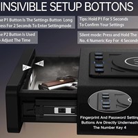 Coffre-fort intelligent en acier laminé à froid avec empreinte digitale et mot de passe, sécurité domestique antivol, recharge sans fil et connectivité Bluetooth intégrée