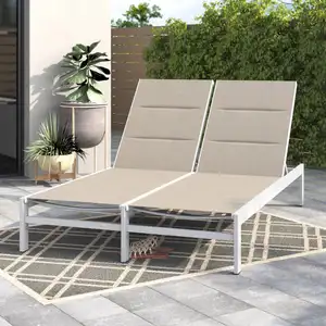Outdoor Chaise Lounge-Set Van 2 Moderne Meubels Ligstoel Bij Het Zwembad