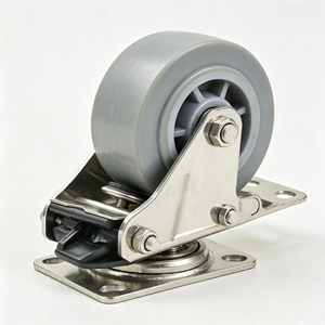 Stainless Steel Iron Nylon Rubber Polypropylene 125mm Polyurethane Swivel Caster Wheel Top Lock Brake 250kg Capacity Commercial - Product Image 3