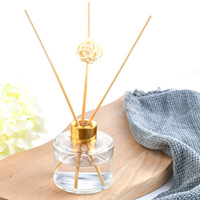 Bouteille diffuseur à roseaux en verre transparent rond de 50 ml, 120 ml, 150 ml, 200 ml avec couvercle en bois et bouchon à vis mat, prête à être expédiée, en stock