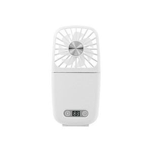 Portable Charging Fan With Digital Display Neck Wearable USB Power White And Pink 10x3x20cm DC Motor - Product Image 1