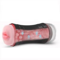 Godet Masturbateur Masculin 3-en-1 avec Effet de Succion et Vibration, Réplique de Vagin Réaliste, Outil de Sexe Oral pour Homme Adulte