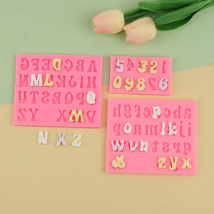 DIY New Style Uppercase Lowercase 26-Letter Alphabet Numbers 3-Piece Chocolate Silicone Gel Handmade Fondant Cake Baking Mold - Product Image 1