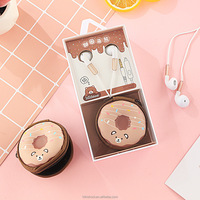 2024 KIKI SHOOT headset 3.5mm headphone berkabel lucu untuk anak perempuan dengan mikrofon kelinci donat kotak penyimpanan earphone