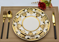 Service de table en porcelaine de luxe Karosa 24 carats en or, vaisselle en céramique, assiettes, bols, ensembles de bols, ensembles de table