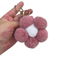En gros Porte-clés en peluche, pompon, boule de fourrure, fleur, pour sac et clés de voiture