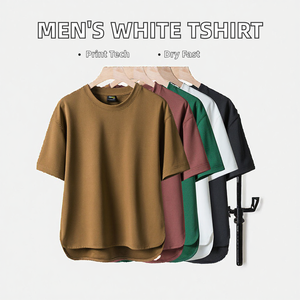 Wholesale Men's Casual <b>White</b> Cotton <b>Tshirt</b> Large Size Plain Blank with 260 Grams Fabric Weight Woven <b>Tshirt</b> with Print Pattern - Product Image 2