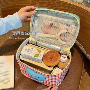 ถุงอาหารกลางวันแบบมีฉนวนลายตารางหมากรุกแบบพกพาสำหรับเด็กนักเรียนในสำนักงาน - Product Image 3