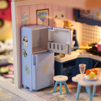 KNOWME IIECRATE W-2511 Kit de maison de poupée miniature à monter soi-même, puzzle 3D, jouet éducatif, modèle en bois et plastique, style maison de petit chef