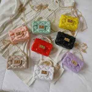 Mini monederos y bolsos de mano de nuevo diseño, bandolera pequeña de gelatina para mujer, bolsos de mano para mujer con asa de perla