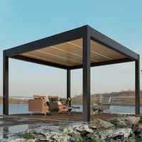 Pergola bioclimatique motorisée en aluminium pour extérieur avec finition en PVC enduit de poudre - Dimensions 3x3m/4x4m/4x6m - 100% étanche
