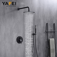 Système de douche de pluie de tête ronde murale basse mitigeur de douche de bain ensemble de douche de pluie cascade dissimulée
