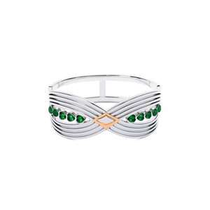 Stainless Steel <b>Bracelet</b> With Green <b>Gemstones</b> PVD Gold Plated Fashion Bangle For Women - Product Image 2