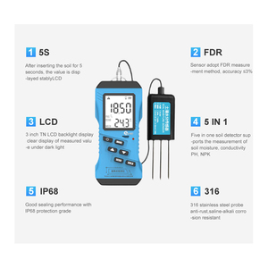 Analyseur de sol portable haute précision SEM2270 SENTEC, détecteur d'humidité/température du sol, capteur de pH/NPK/CE - Product Image 6