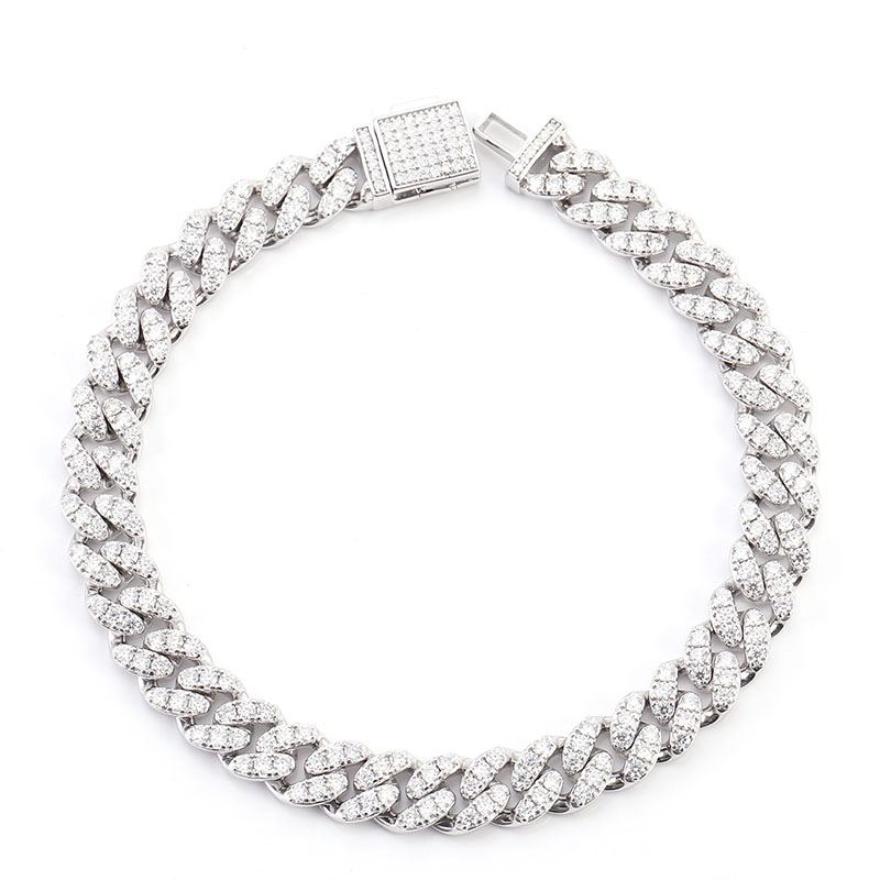 6mm wide 925 Silver moissanite cuban chain