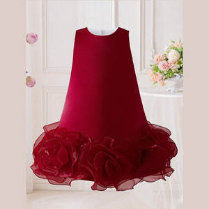 Elegante Vestido de Dama de Honor con Rosas Rojas para Niñas, Ropa de Fiesta, Traje de Cumpleaños y Princesa para Edades de 1 a 12 Años, Tela de Satén y Tul - Product Image 4