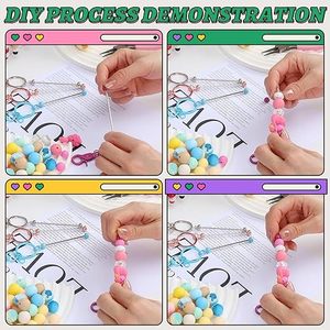 Ready to Ship Beadable Keychain Set DIY Blank Metal Keyring Bars <b>Silicone</b> <b>Beads</b> Jewelry Making Kit for Craft Gifts Small MOQ - Product Image 4