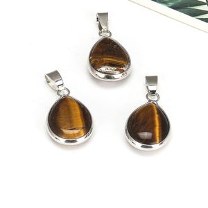 Perhiasan Fashion Desain Baru Pesona Perak Plating Kuningan Bezel Batu Permata Alami Liontin Air Mata - Product Image 4