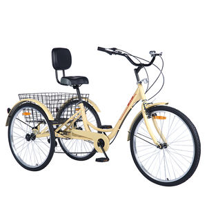 Tricycle à trois <span class=keywords><strong>roues</strong></span> pour adultes en alliage, avec frein à disque, vélo à trois <span class=keywords><strong>roues</strong></span>, tricycle tandem à assistance manuelle, 24' 26' - Product Image 4
