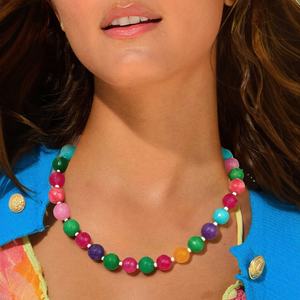 Collar de Arcoíris Nuevo de Verano <span class=keywords><strong>2026</strong></span>, Cuentas de Piedra Natural de Colores de 0.5 Pulgadas, Collar de Cuentas Hecho a Mano para Mujer, Regalos para Vacaciones en la Playa - Product Image 3