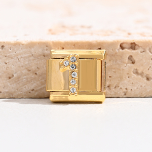 Toptan Su Geçirmez Paslanmaz Çelik Kendin Yap Takı Yapımı Numaralı Elmas Altın İtalyan Charm Bileklik Charm'ları - Product Image 2