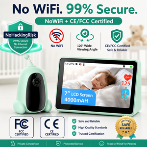 Moniteur de surveillance des signes vitaux pour bébé avec caméra 7 pouces, moniteur vidéo pour bébé sans Wi-Fi, haute confidentialité, interphone - Product Image 2