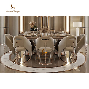 High End moderno di lusso italiano telaio in acciaio inox tavolo <span class=keywords><strong>da</strong></span> pranzo 8 posti ovale in legno tavolo <span class=keywords><strong>da</strong></span> pranzo per Villa - Product Image 1