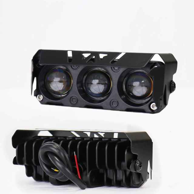 Yellow and White Color Front Electric Motorcycles LED Fog Light Tricycles Auxiliary Spotlight 3 Lens Retrofit Upgrade