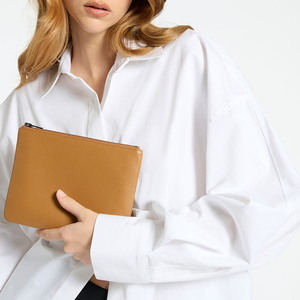 Cartera de teléfono de cuero genuino para mujer diaria a la moda con logotipo personalizado embrague de lujo con cremallera para mujer monederos de diseño - Product Image 4