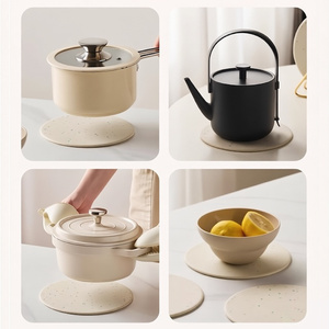 실리콘 패드 내열 매트 가정용 원형 코스터 식품 등급 식탁 팬 보온 패드 보관 홀더 랙 - Product Image 4