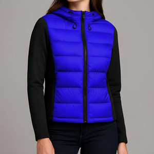 Unisex Blue Puffer <b>Jacket</b> Zip-Up Winter Casual Coat <b>Slim</b> <b>Fit</b> Polyester Windproof Waterproof Breathable Regular Length Solid - Product Image 5