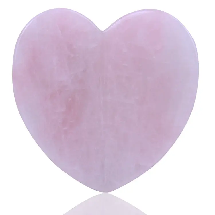 Appareil de massage facial guasha en forme de cœur, outil cosmétique de grande taille, massage, pierre précieuse de quartz rose, en forme de cœur, logo personnalisé