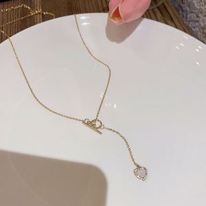 Free Samples Women Stainless Steel Chain Necklace Sparkling Zircon Diamond Necklace Tarnish Free Clavicle Chain - Product Image 5