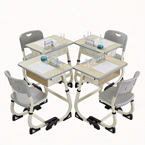 Muebles Metálicos Modernos para Preescolar, Juego de Mesa y Sillas para Niños con Cajón para Juguetes y Gancho para Libros, Diseño Antiaplastamiento, Uso Escolar, OEM - Product Image 3