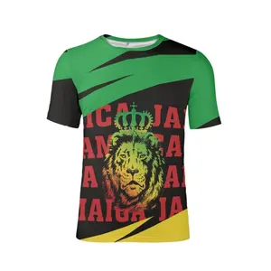 Hot Sale Custom Logo Jamaican Crowned Lion Men's Shirts Factory Outlet Graphic Jamaica T Shirts For Men Women Polyester Quality