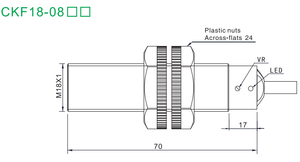 Sensor Capacitivo con Sensibilidad Ajustable para Detección de Plástico, Madera, Papel, Vidrio y Materiales No Metálicos AKUSENSE CKF18-08NO Fácil Montaje - Product Image 4