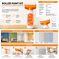 Kit complet d'outils de peinture pour réparation murale : rouleau, brosse, bac à peinture, raclette pour la rénovation des murs domestiques